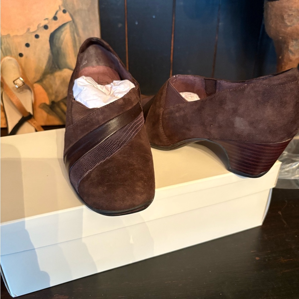 Clarks Brown Suede Heeled Slip-On shoes